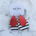 June 2019 {NOVA} Metallic Red + Stripes Stacked Teardrop Earrings {Pre-Order:  Ships First Week of June}