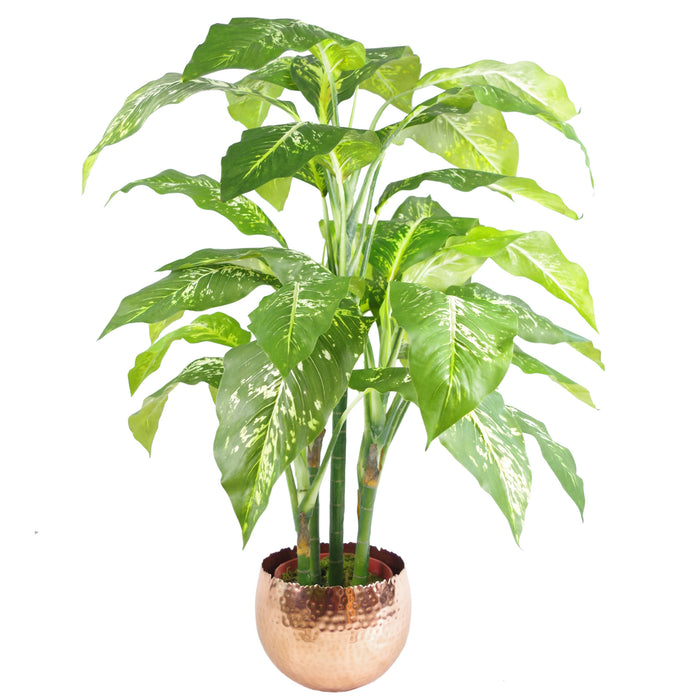 Leaf Large Metal Planter 22 x 17cm Hammered Gold Colour - Curvy Edge