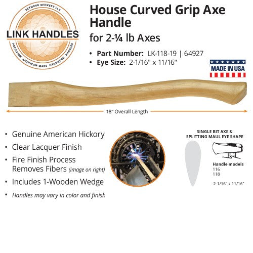 Link Handles 18" House Axe Handle For 2-1/4 Lb Axes