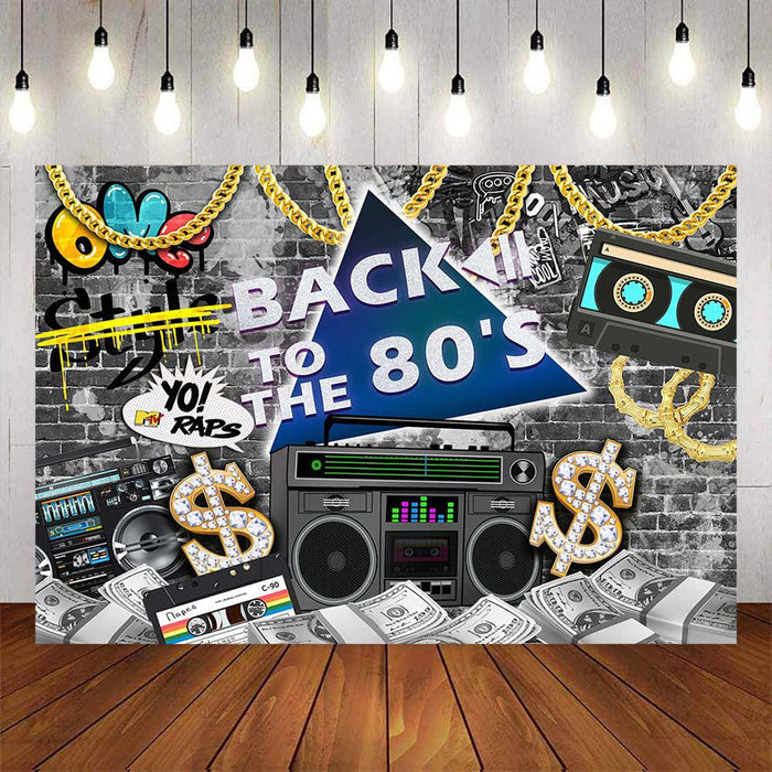 Mocsicka Back to the 80's Graffiti Wall and Retro Radio Backdrop-Mocsicka Party