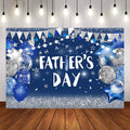 Mocsicka Blue and Sliver Balloons Happy Father's Day Backdrop-Mocsicka Party