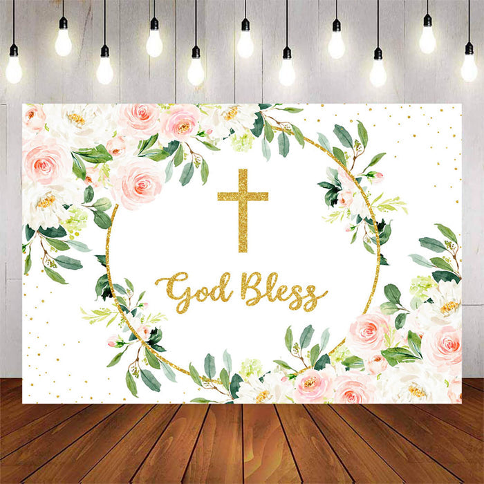 Mocsicka God Bless Gold Cross Baby Shower Party Decor-Mocsicka Party