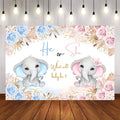Mocsicka He or She Little Elephant Gender Reveal Backdrop-Mocsicka Party