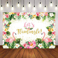Mocsicka Let's Flamingo Hawaii Floral Happy Birthday Backdrop-Mocsicka Party