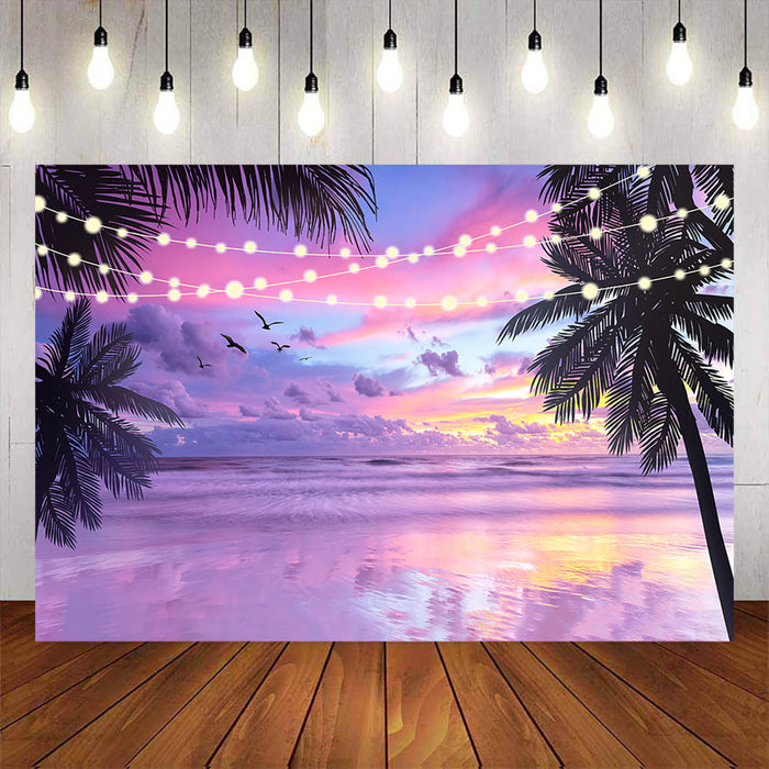 Mocsicka Pink Purple Summer Beach Sunset Photo Banner-Mocsicka Party
