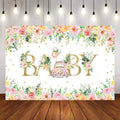 Mocsicka Spring Floral Pink Truck Baby Shower Backdrop-Mocsicka Party