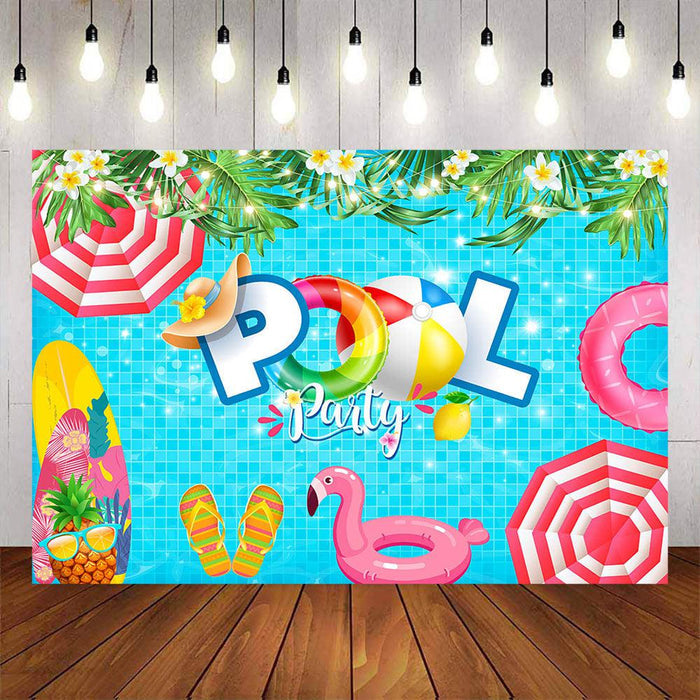 Mocsicka Summer Surfing Board Pool Party Backdrop-Mocsicka Party