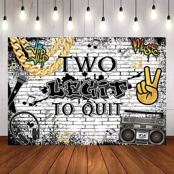 Mocsicka Two Legit to Quit Graffiti Wall Gold Chain Photo Backdrop-Mocsicka Party