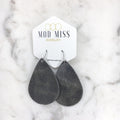"Mrs. Jumbo" Worn Gray Chunky Teardrop Leather Petal Earrings - twistedbuffaloboutique