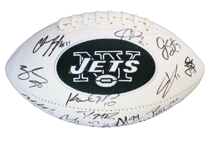 New York Jets 2015 Team Signed Autographed White Panel Logo Football Authenticated Ink Letter COA