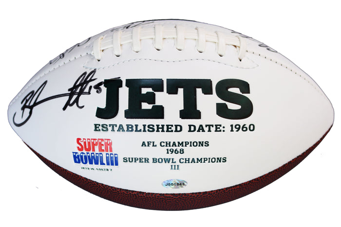 New York Jets 2015 Team Signed Autographed White Panel Logo Football Authenticated Ink Letter COA