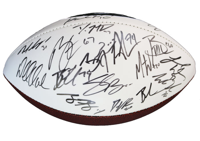 New York Jets 2015 Team Signed Autographed White Panel Logo Football Authenticated Ink Letter COA