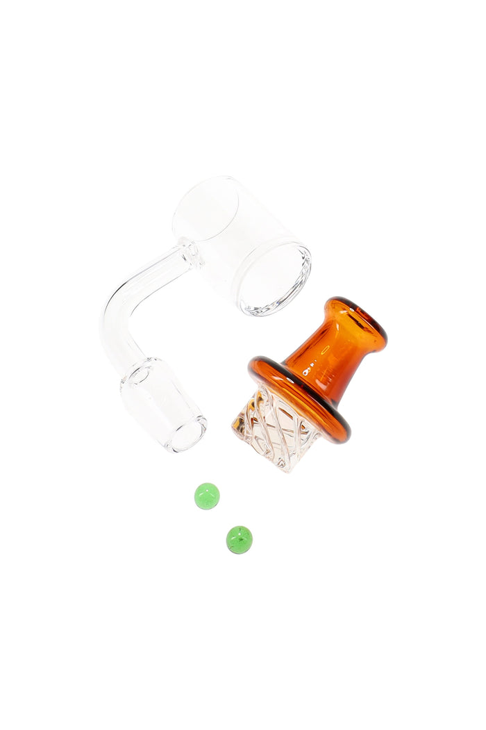 Quartz 14.5 mm Male Spinner Banger – Domeless – With Banger Beads