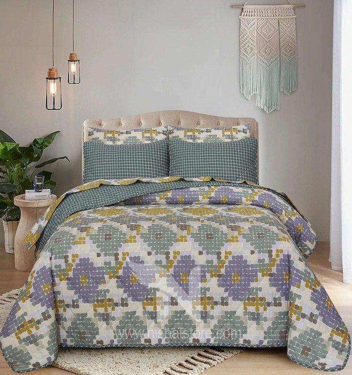 Quilted Comforter Set 6 Pcs Design 915 - Nishat Creative Store