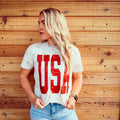 Red Glitter {USA GLITTER} Natural Stars Crew Neck Tee