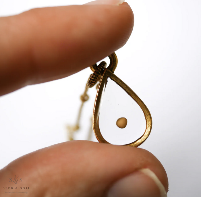 Small Teardrop Pendant Necklace- Mustard