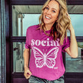 {SOCIAL BUTTERFLY} Heather Magenta Crew Neck Tee
