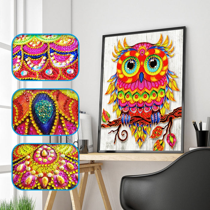 Special Shaped  Owl Flower Diamond Painting Kit - DIY