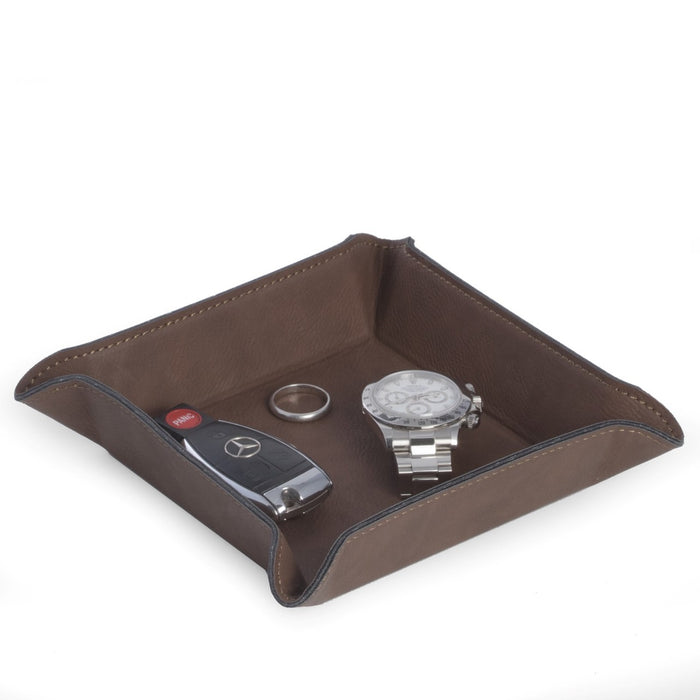 Square Valet in Rustic Brown Leatherette