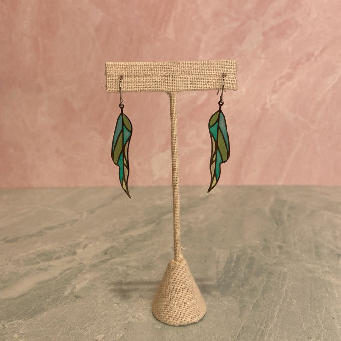 Stained Glass Narrow Leaf Earrings