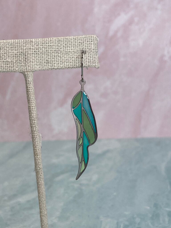 Stained Glass Narrow Leaf Earrings