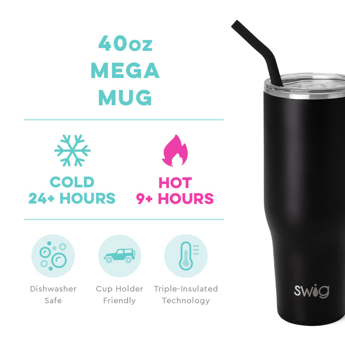 Swig {BLACK} 40oz Mega Tumbler Mug