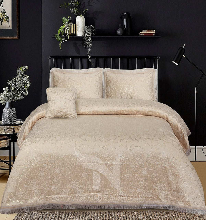 Texture Embossed Heavy Velvet Bed Sheet Set 4 Pcs Design 560 - Nishat Creative Store