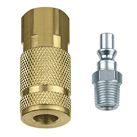 Tru-Flate 13-301 1/4" A Design x 1/4" NPT Steel Plug/Coupler Set