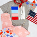 {USA STRIPES} Patriotic Cement Crew Neck Tee