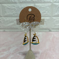 White Pick & Sailboat Charm Earrings