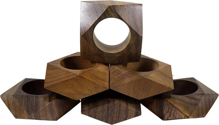 WOOD DIAMOND NAPKIN RINGS